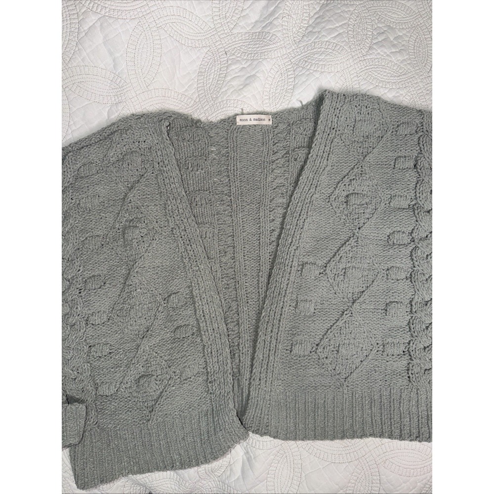 Anthropologie Moon & Madison Sage Green Cottage Core Chenille Cardigan Size M